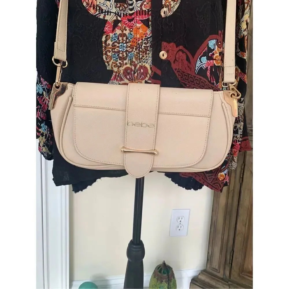 Bebe Saint Lamby Sand Clutch/Crossbody Handbag